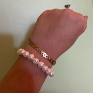 Elegant Gold and Pearl Bracelet Set